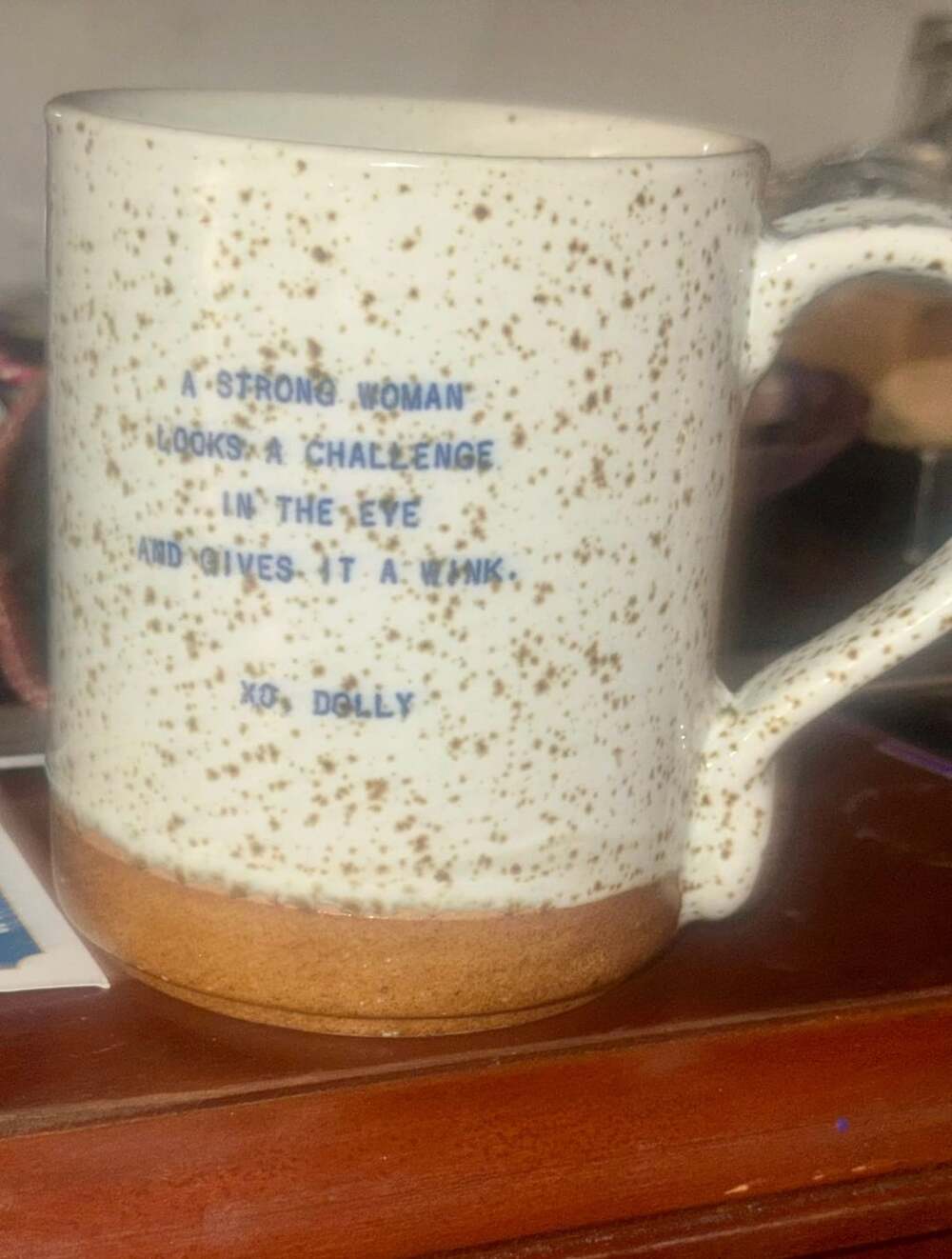Sugarboo & Co. Ceramic Quote Mug Strong Woman XO Dolly Speckled